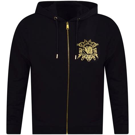 versace jeans black gold towel logo sweatshirt|Logo Hoodie Black,Gold .